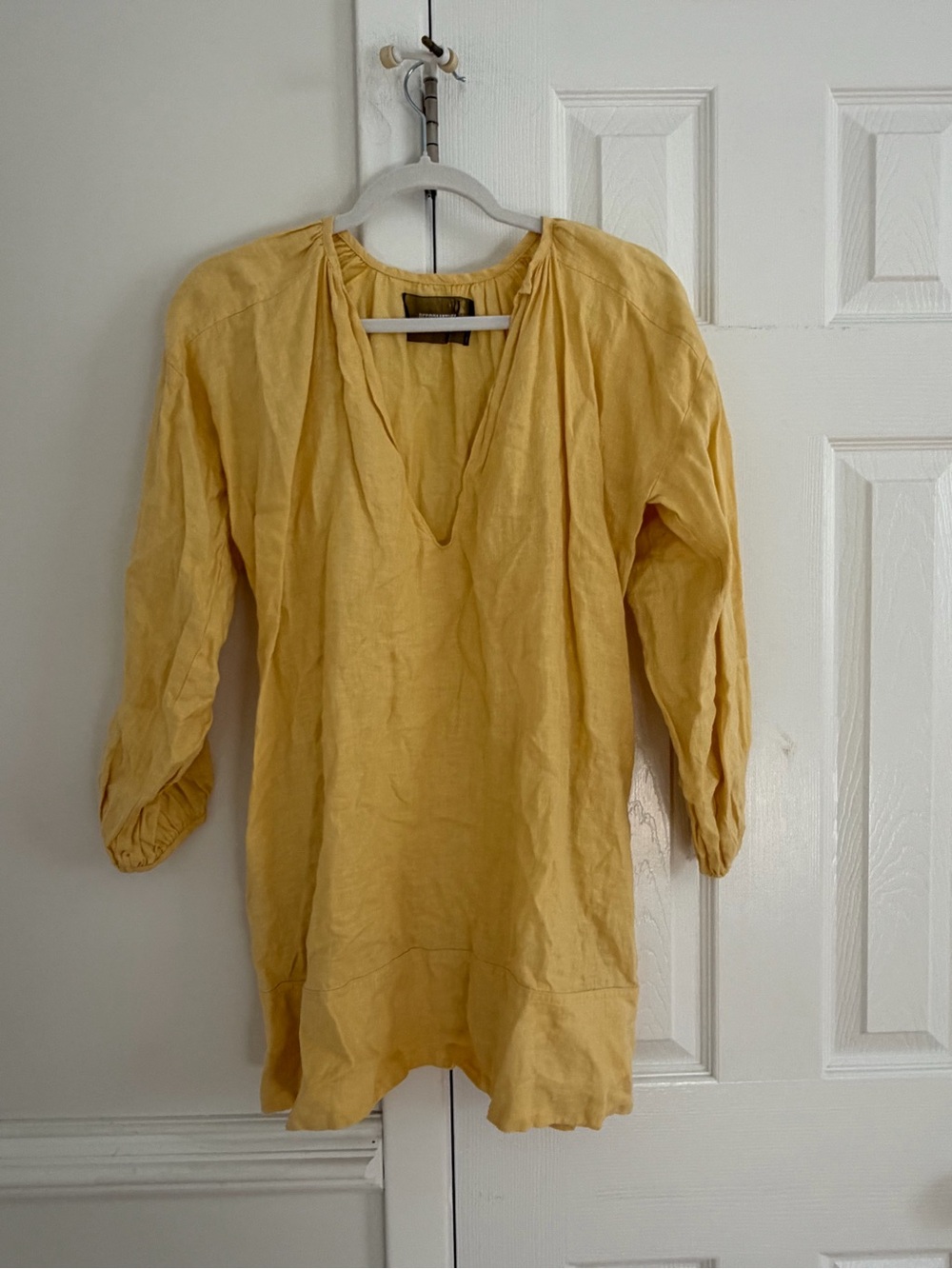 Reformation Butter Yellow Linen Tunic Mini Dress Swim Cover Summer Vacation XS